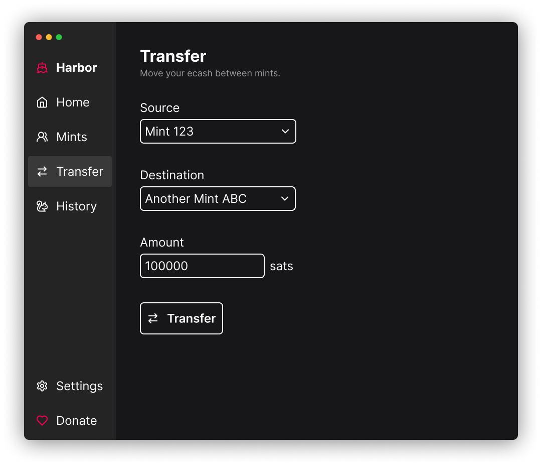 Harbor transfer screen